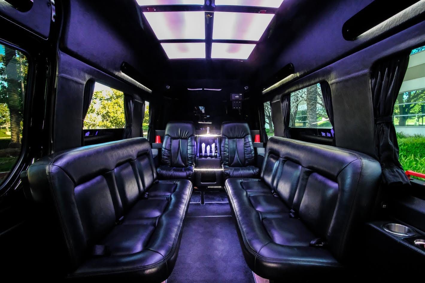 10 PASSENGER MERCEDES BENZ SPRINTER LUXURY LIMO PARTY BUS interior 012 db202327