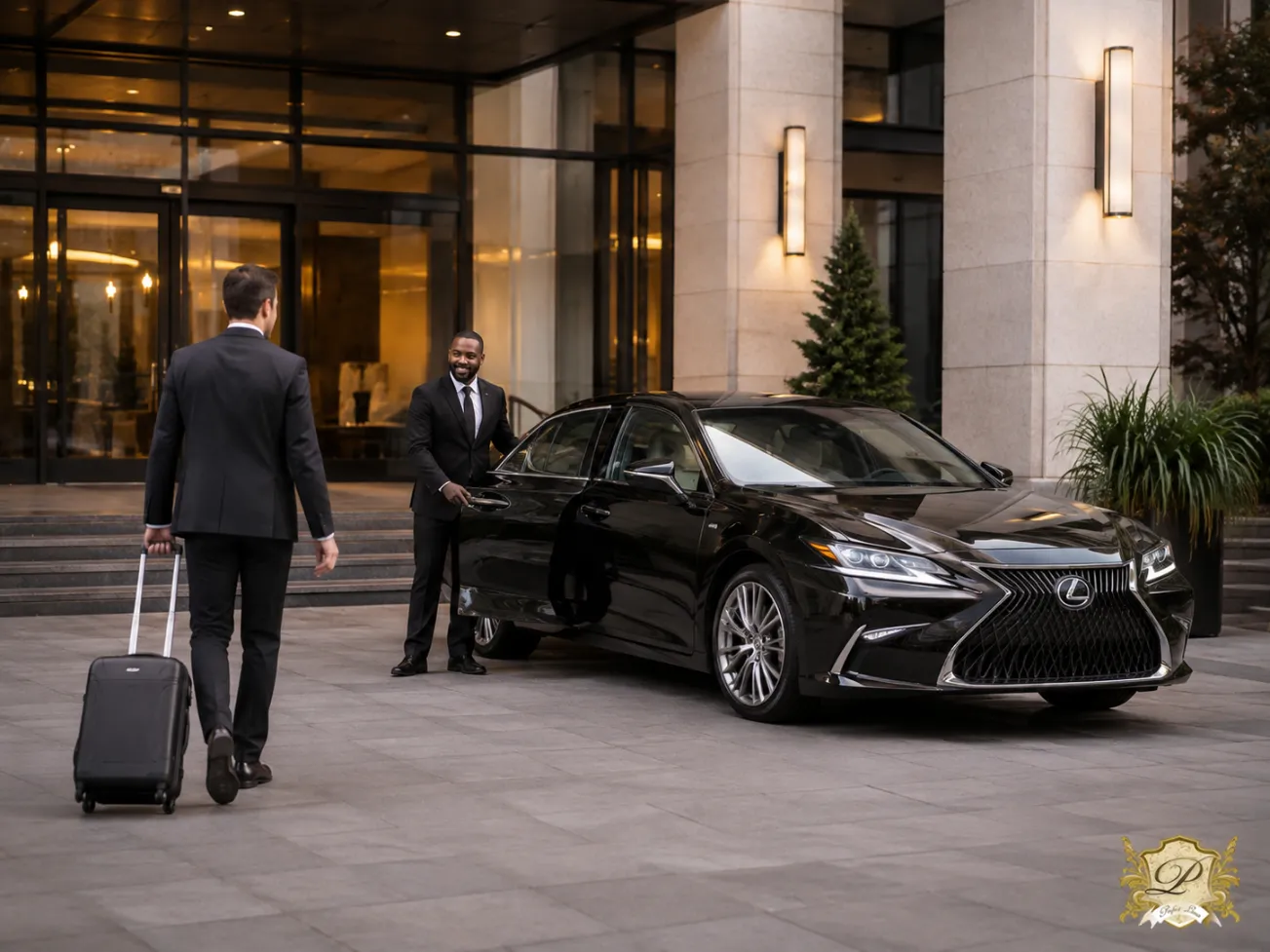 Lexus sedan illustrating hourly chauffeur service versus point-to-point executive car service