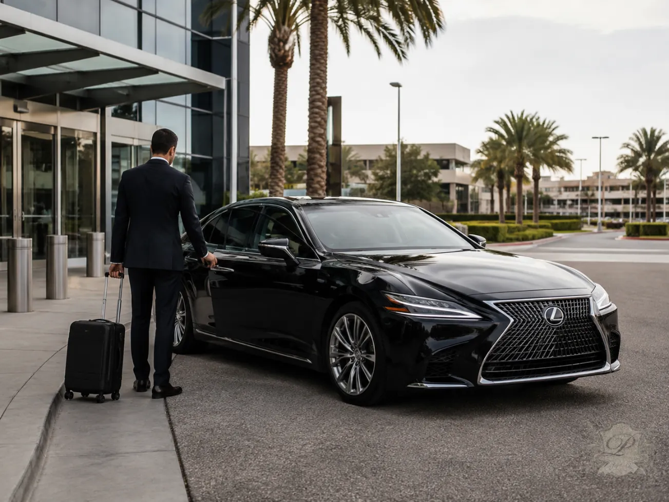 Lexus executive sedan for Riverside business traveler airport transportation